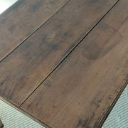 Table / Vintage cherry wood desk with turned legs – Natural patina