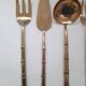 Bamboo pattern brass serving cutlery