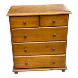 English chest of drawers in solid pine wood with 5 drawers