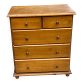 Commode anglaise en bois massif pin 5 tiroirs