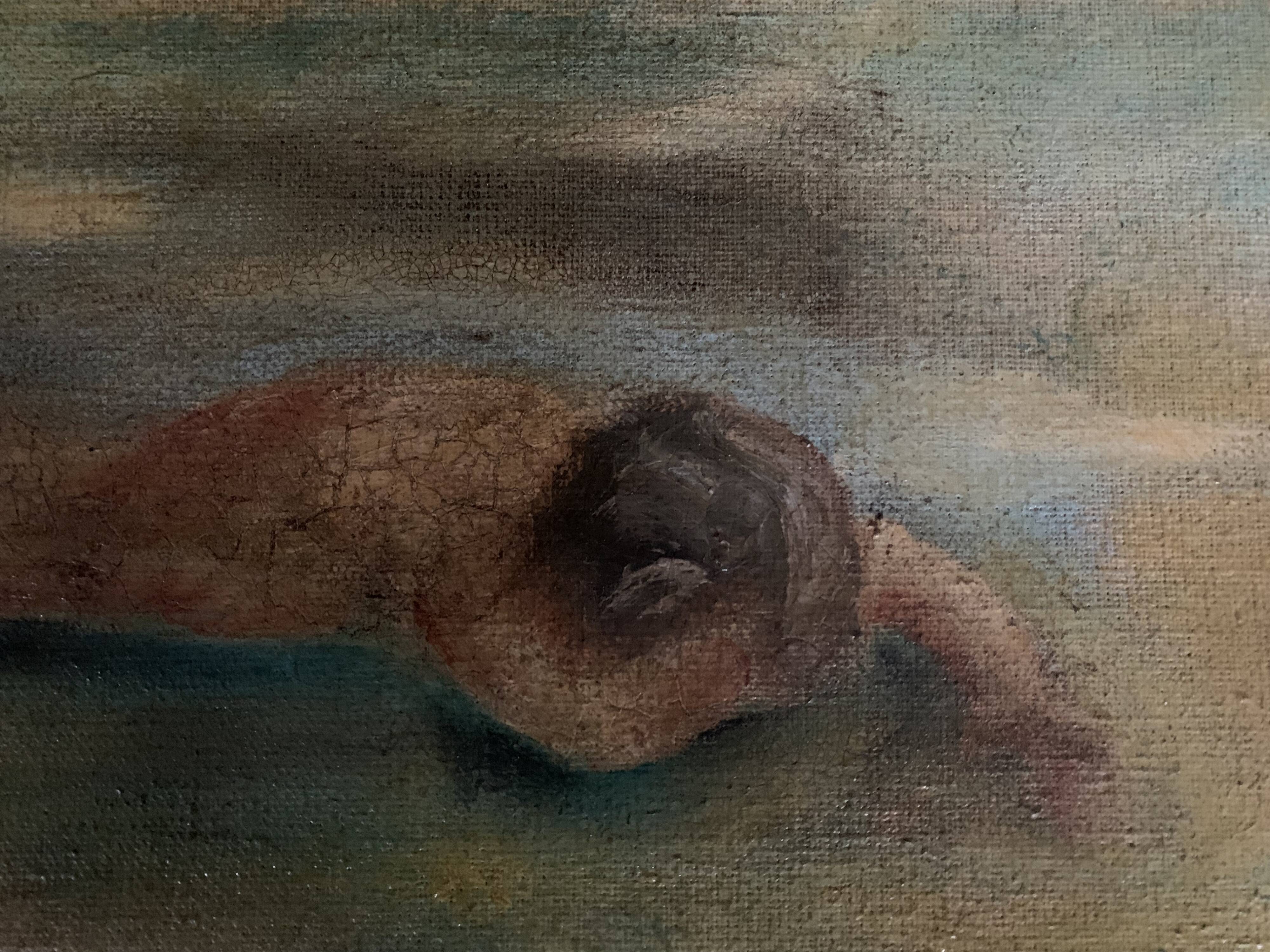 Oil on canvas signed woman on the beach