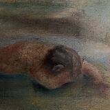 Oil on canvas signed woman on the beach