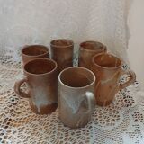 6 stoneware mugs / cups / tankards