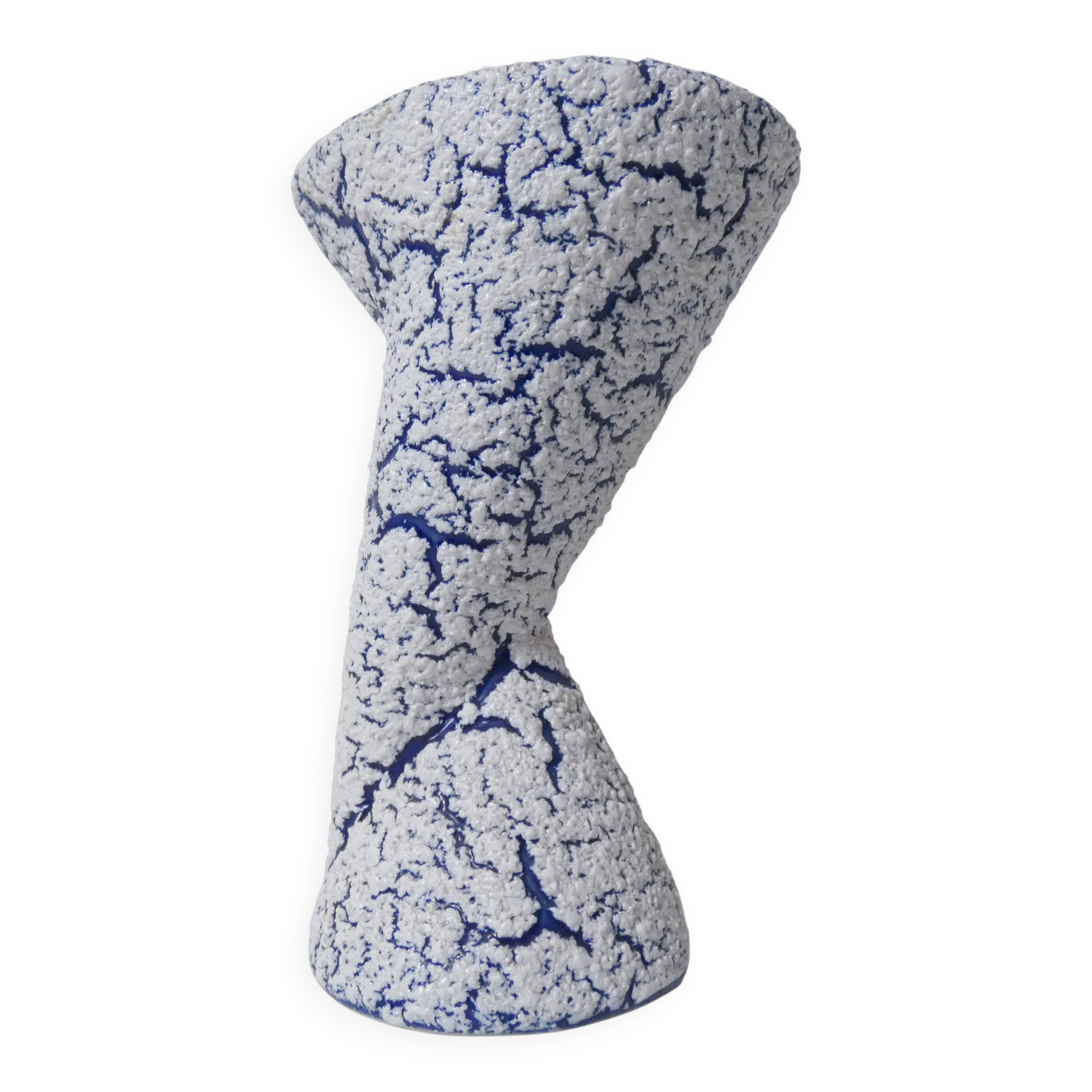 Vintage asymmetrical diabolo vase in snow stoneware