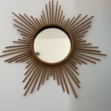 Vintage rattan sun mirror