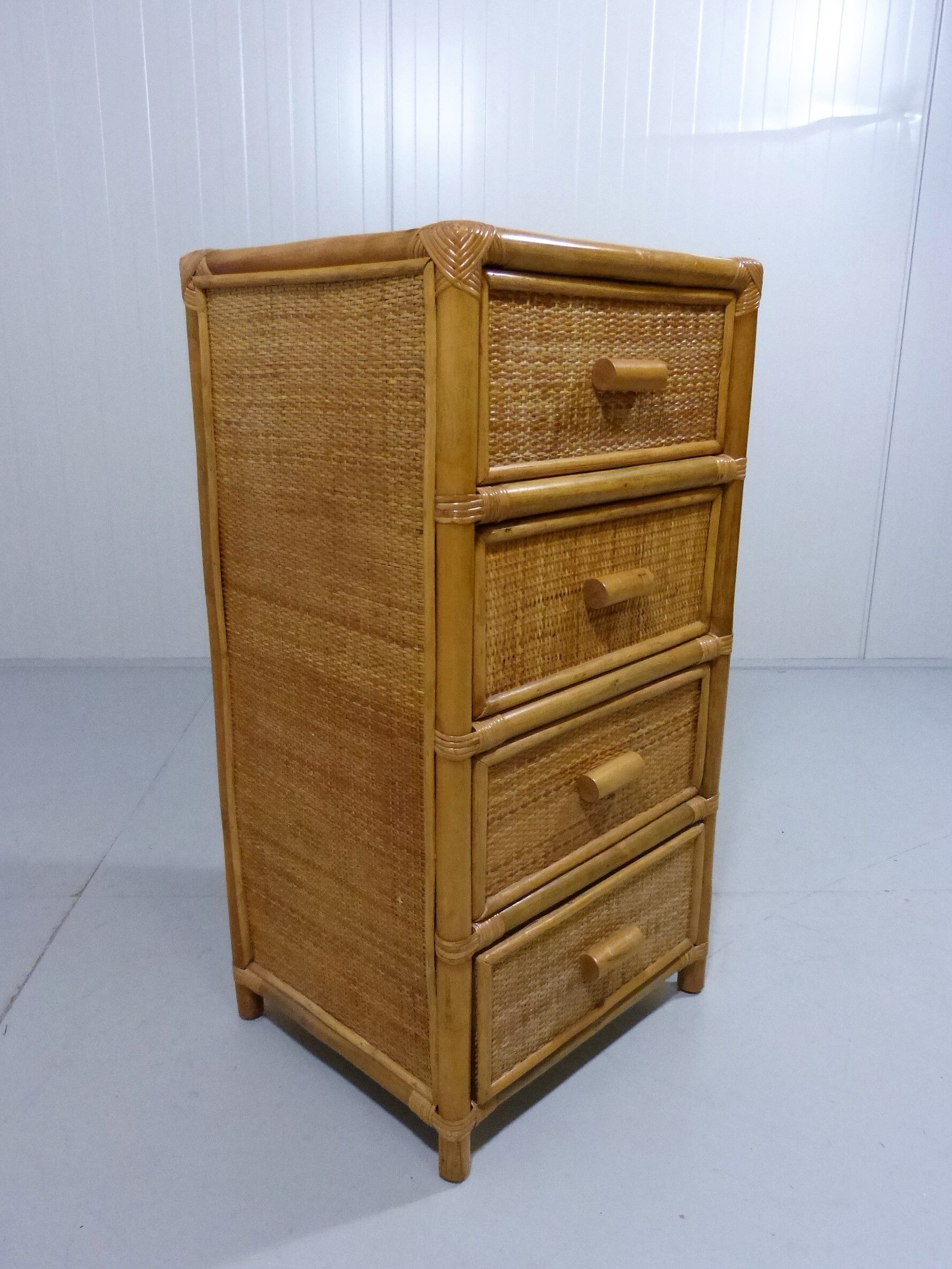 Rattan and wicker chest of drawers, 1970s