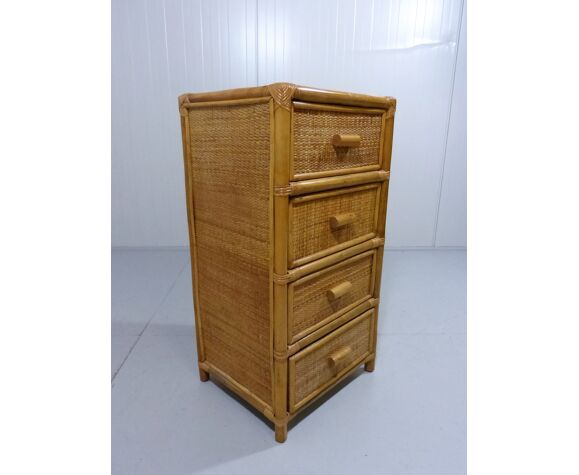 Rattan & wicker chest of drawers, 1970’s