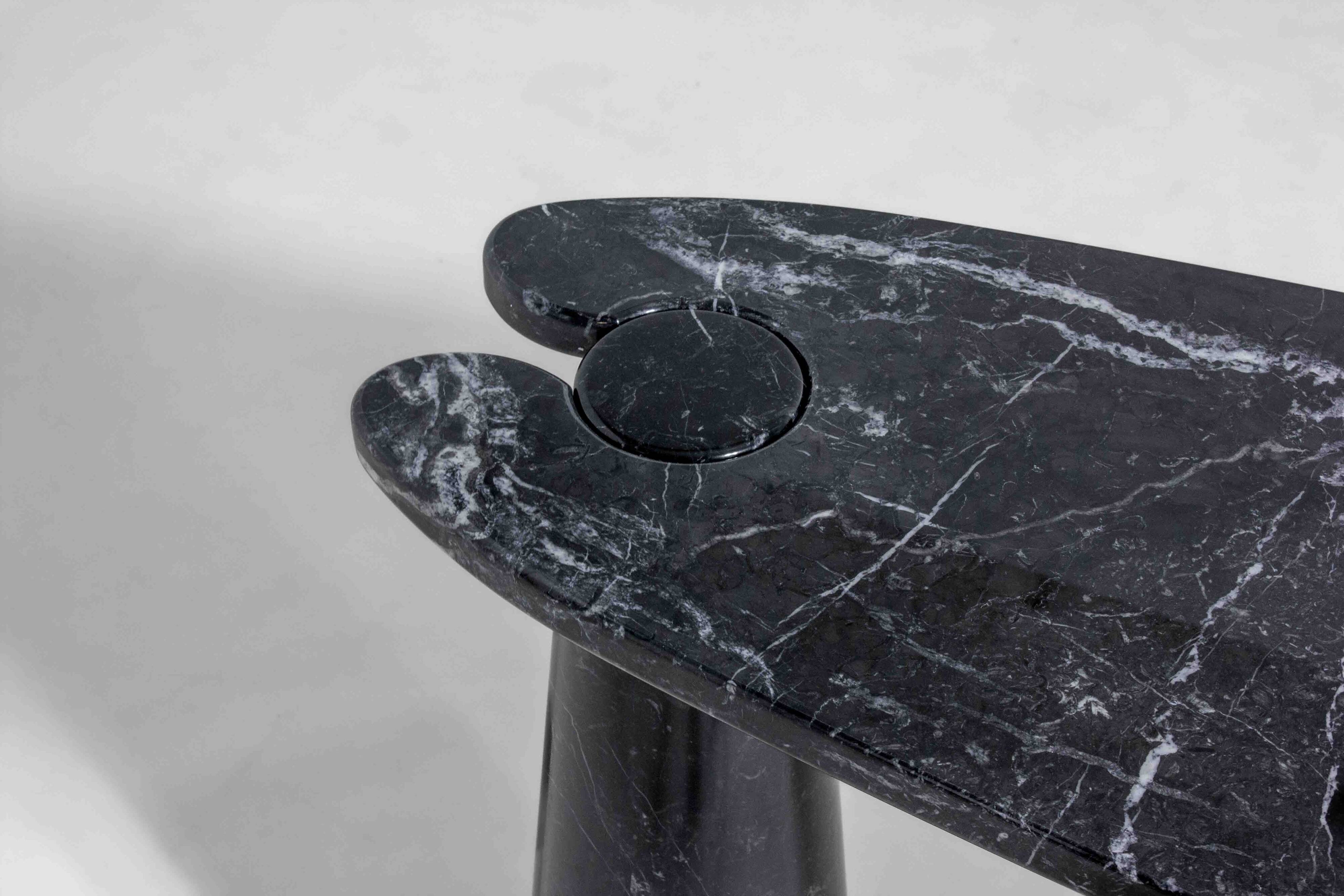 'Eros' console table in black marquina marble by Angelo Mangiarotti