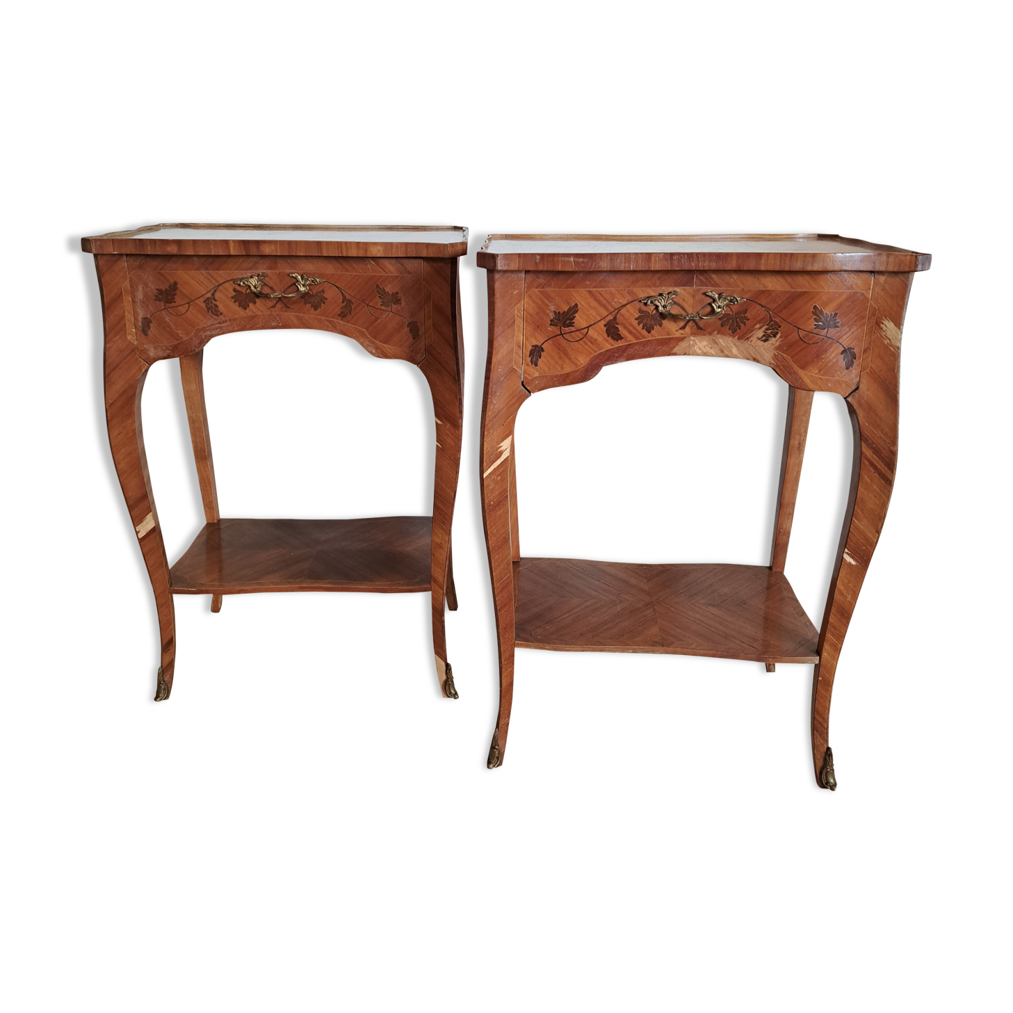 Pair of marquetry tables