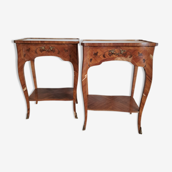 Pair of marquetry tables