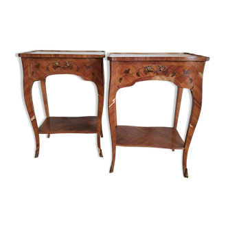 Pair of marquetry tables
