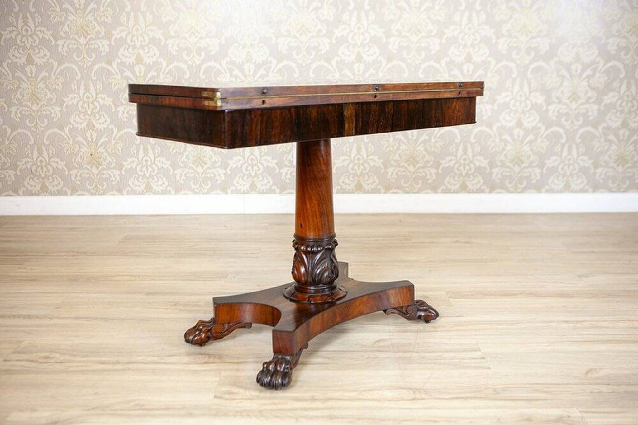 Table de cartes en palissandre pliable, années 1920