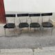 Set of 4 vintage chairs chrome and black wood