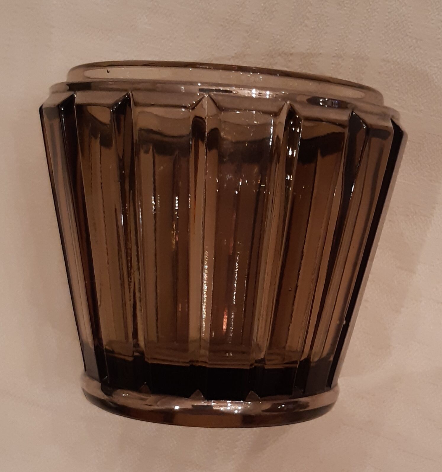 Carafe, glass and pot Portieux in smoked glass and silver art deco