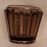 Carafe, glass and pot Portieux in smoked glass and silver art deco