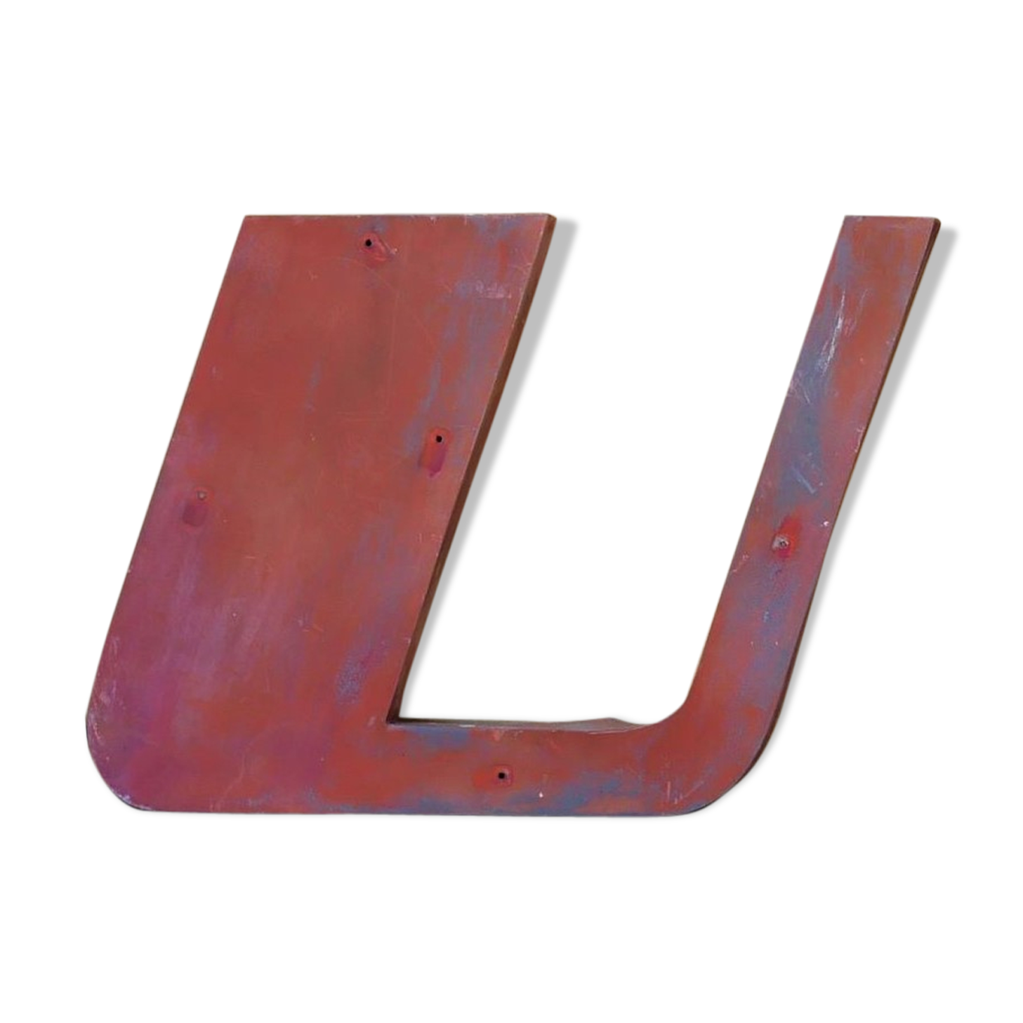 Letter to sign vintage metal "U".