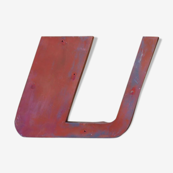 Letter to sign vintage metal "U".