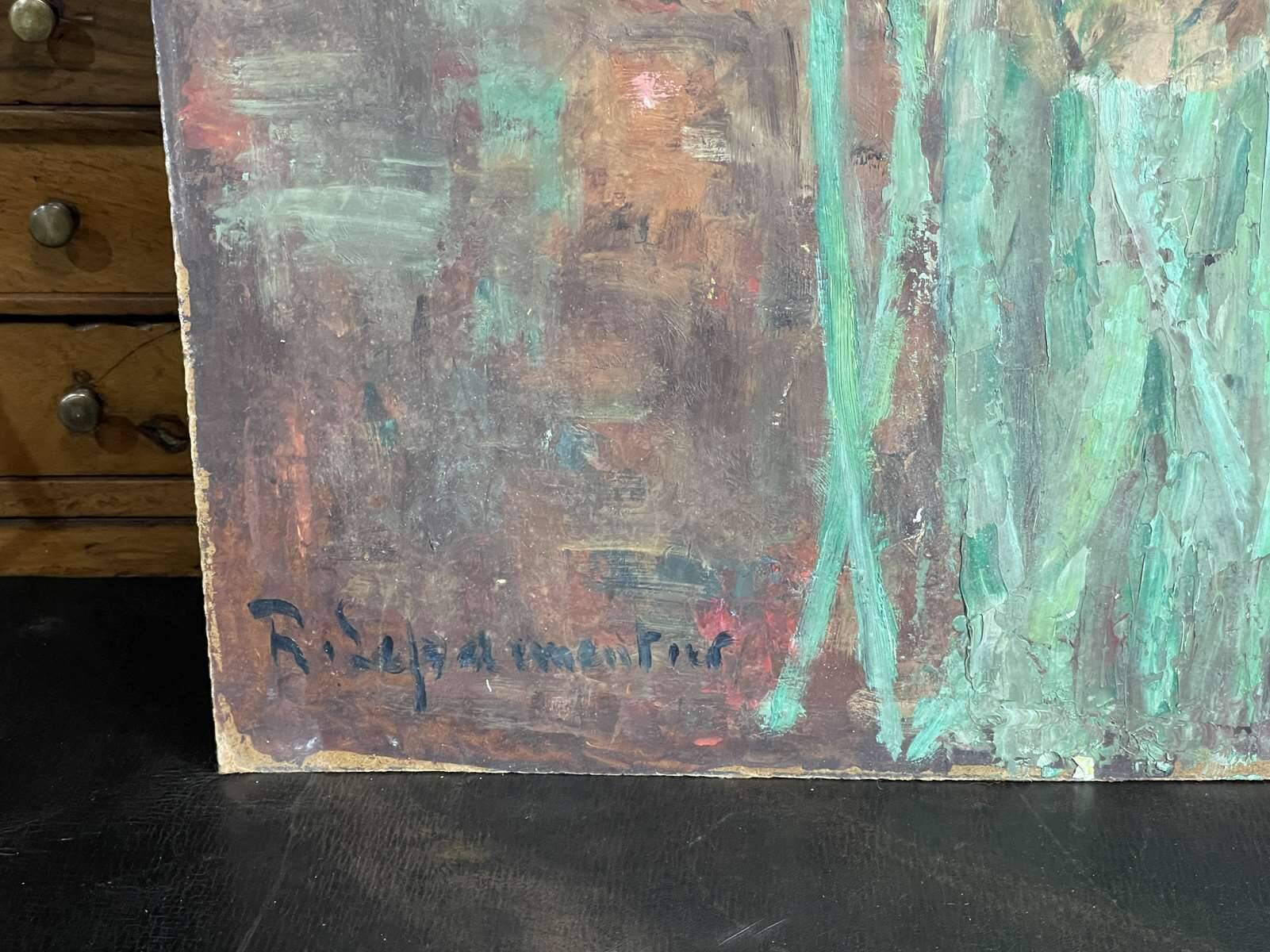 Oil on panel signed Robert Leparmentier (1895-1975) Bouquet of flowers