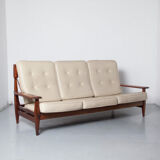 Brazilian modernist sofa cream leather Jean Gillon