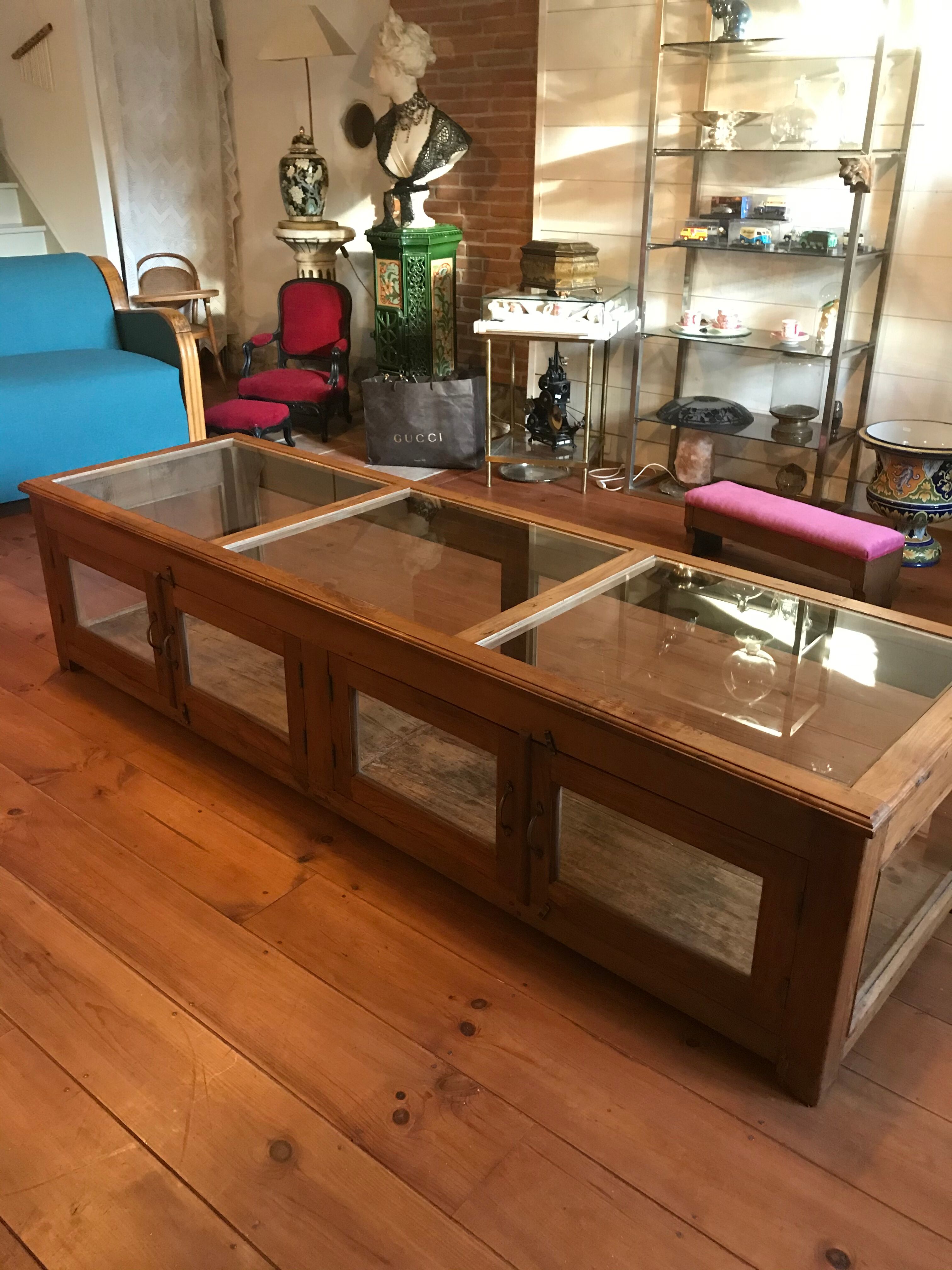 Furniture showcase wood and glass