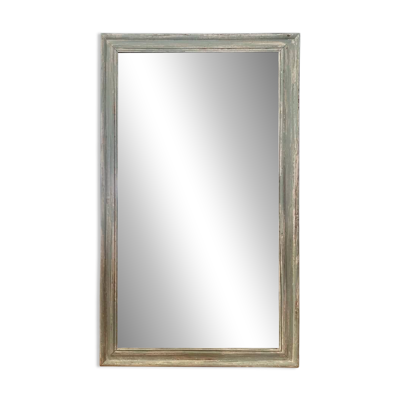 Miroir ancien patiné vert et blanc