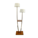 Lampadaire 2 feux vintage bois vernis et metal doré