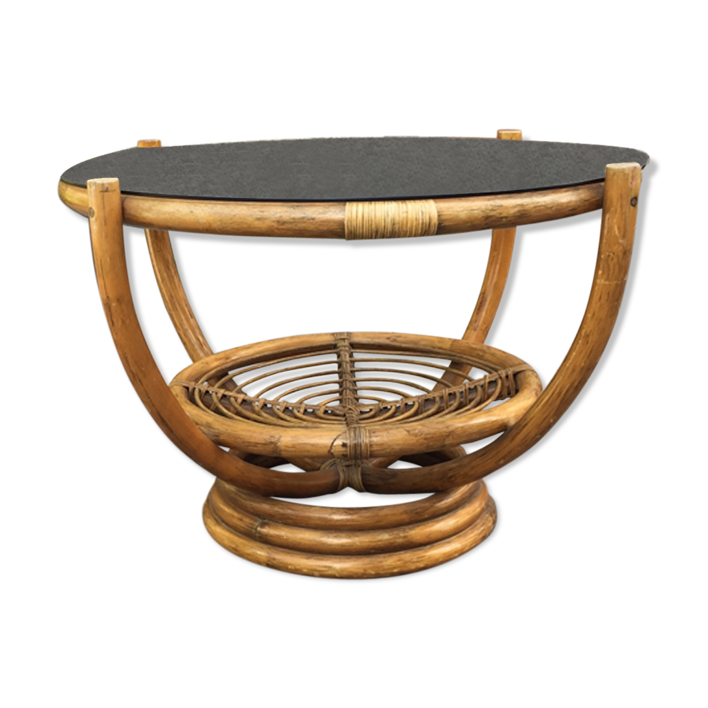 Vintage rattan coffee table 1970
