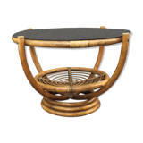 Vintage rattan coffee table 1970