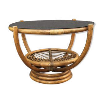 Vintage rattan coffee table 1970