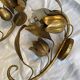 Pair of golden flower wall lights - 20th century