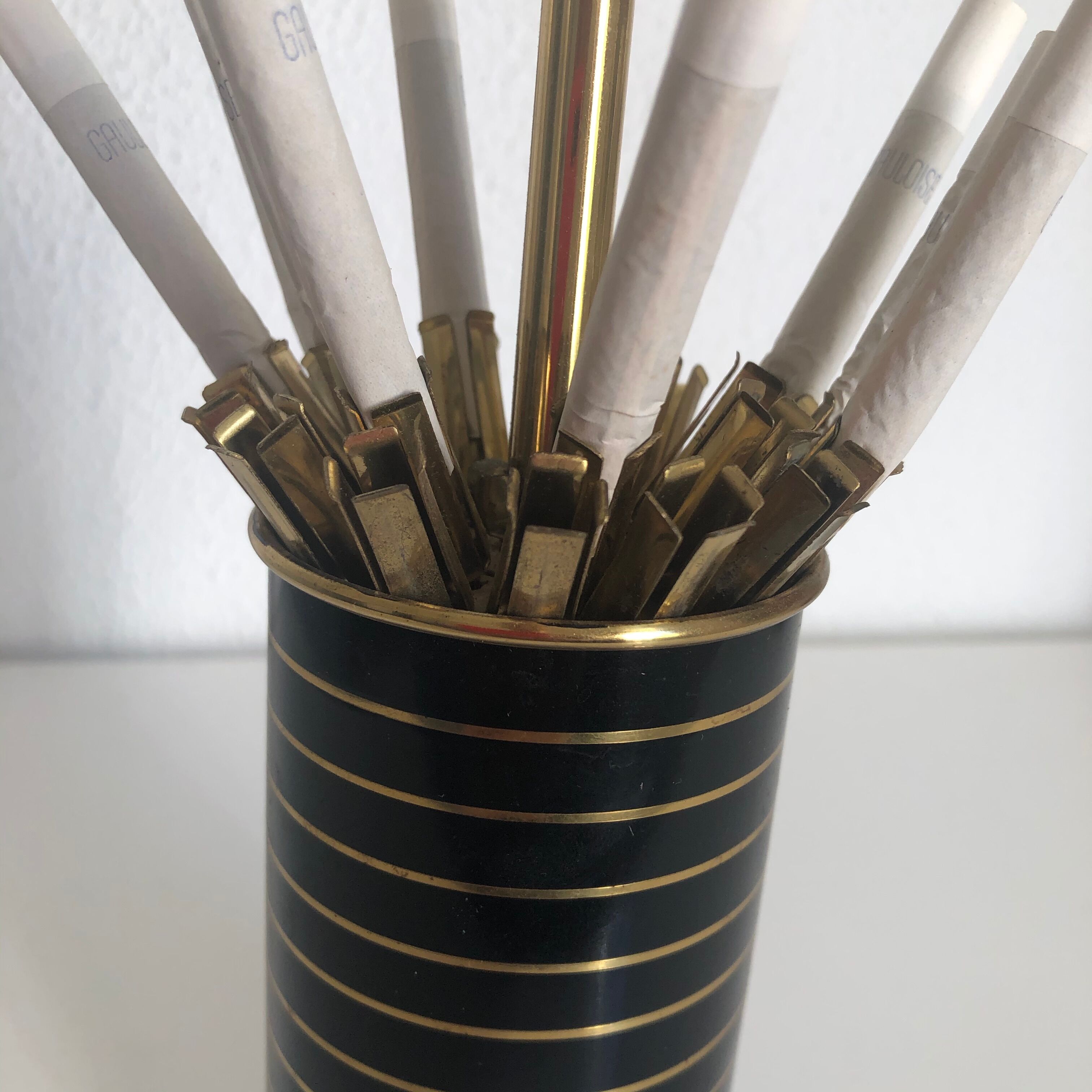Tripod holders black golden box vintage 1960 - 14 x 8 cm