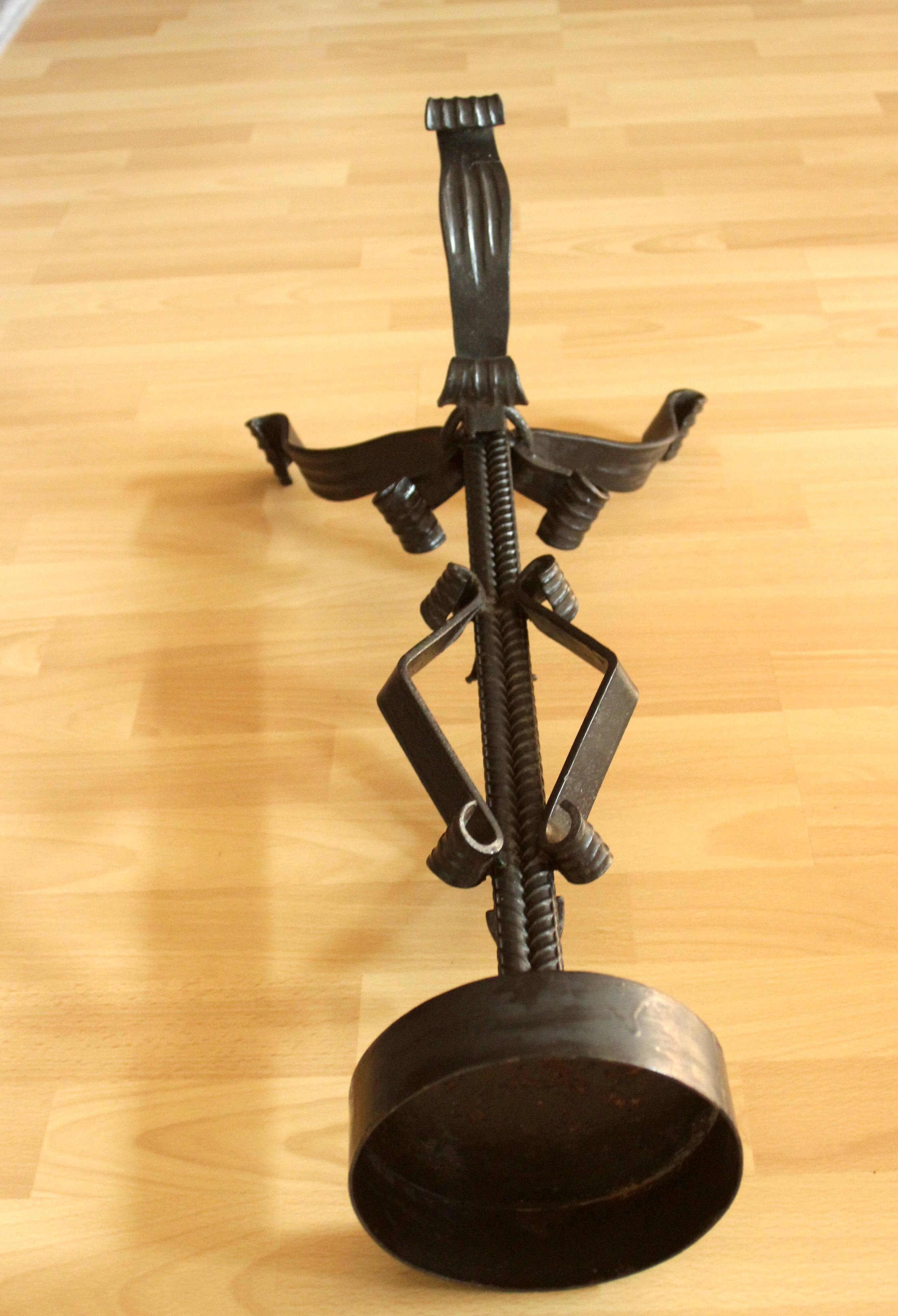 High handmade wrought iron candle holder for larger candles - vintage