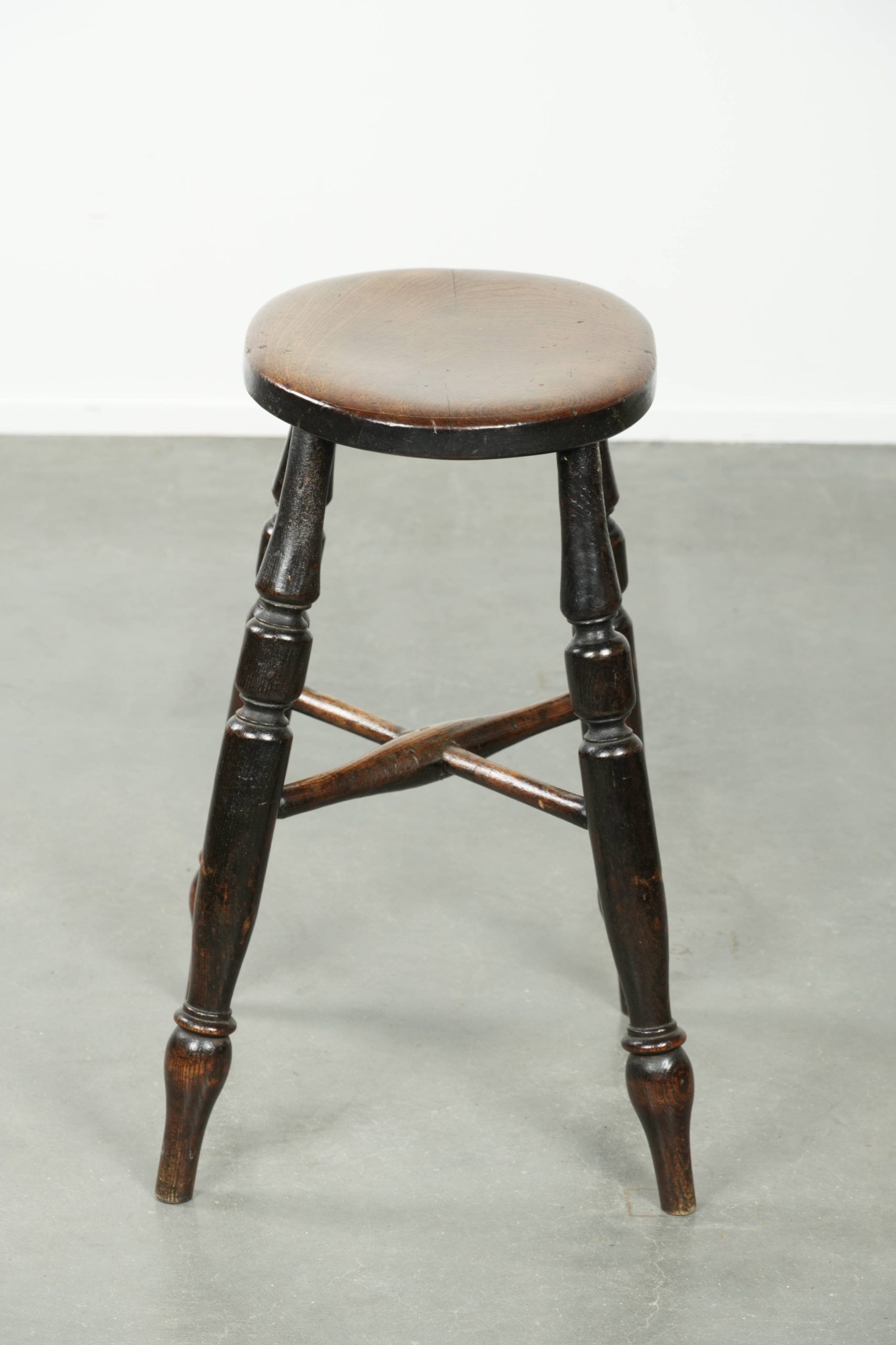 Antique English Windsor stool from the early 19th century