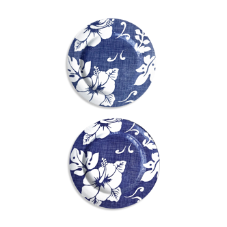 Two plates vinatge Polynesia Hibiscus