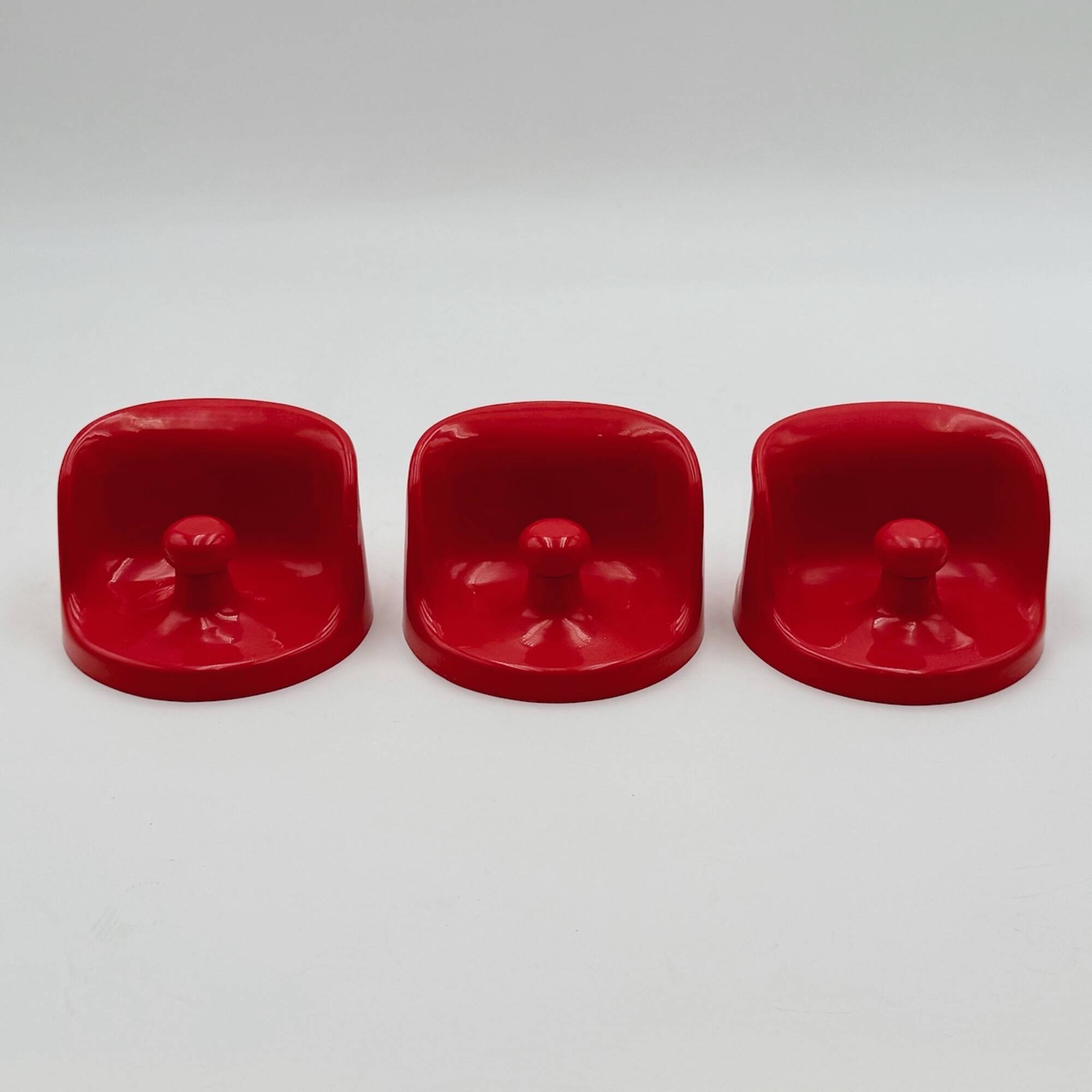 Set of Red Coat Hooks by Olaf Von Bohr for Kartell 1970s