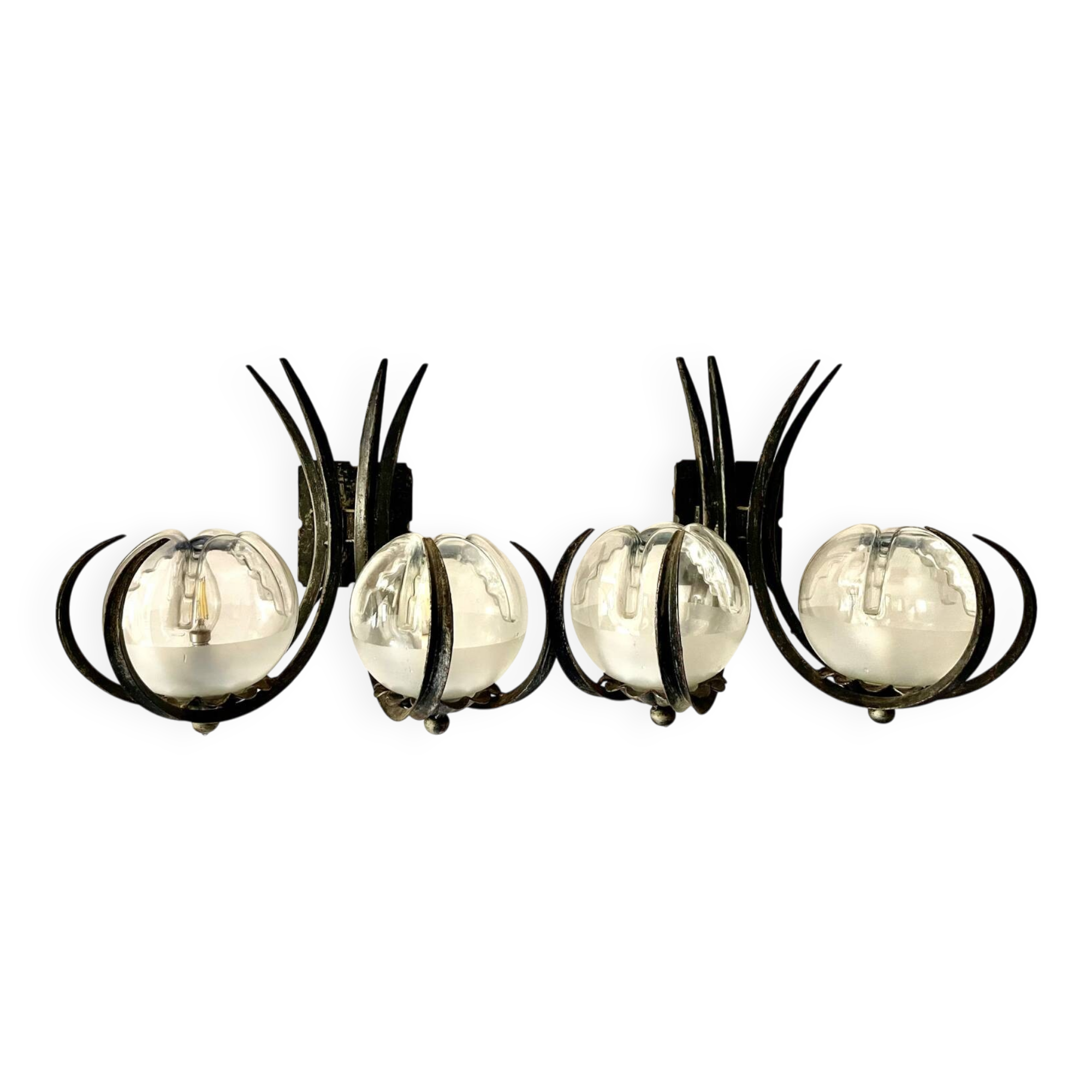 Brutalist pair of Mazzega glass sconces, Italy 1960