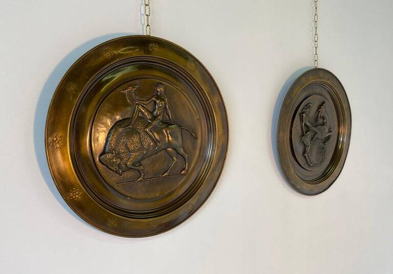 Pair of Italian Art Deco Brass Plate, 1940s