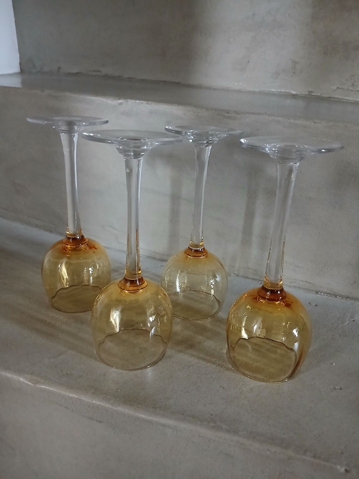 4 antique crystal stem glasses