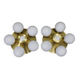 Pair of mid-century brass flush mount lights, 1970s