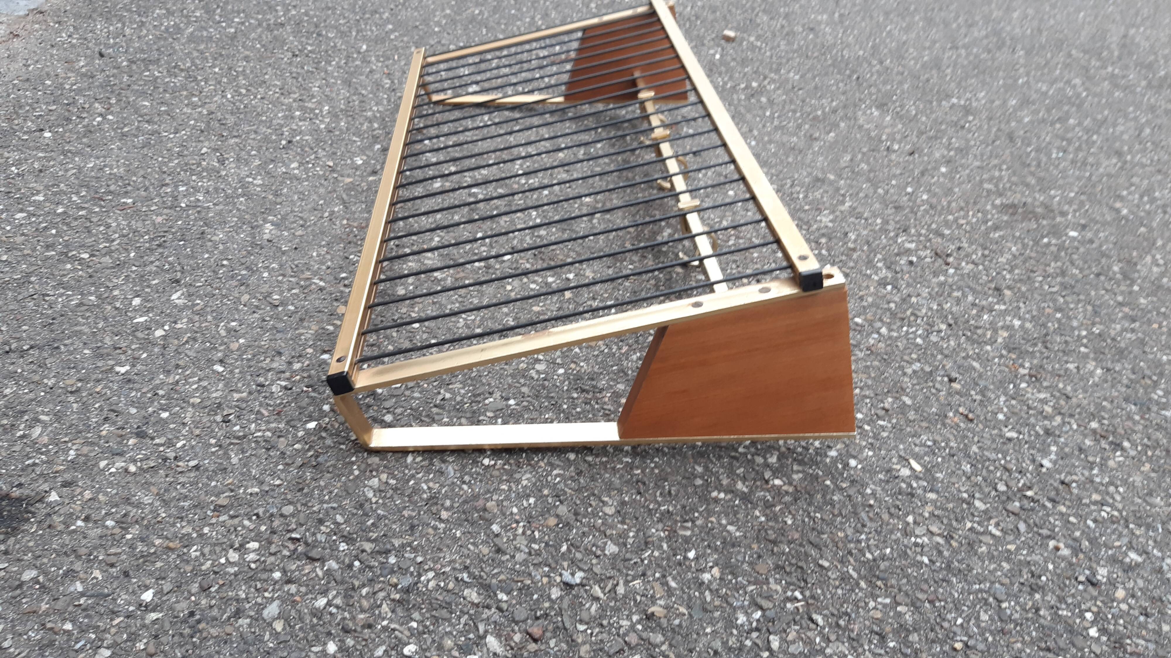 Vintage brass and teak coat rack