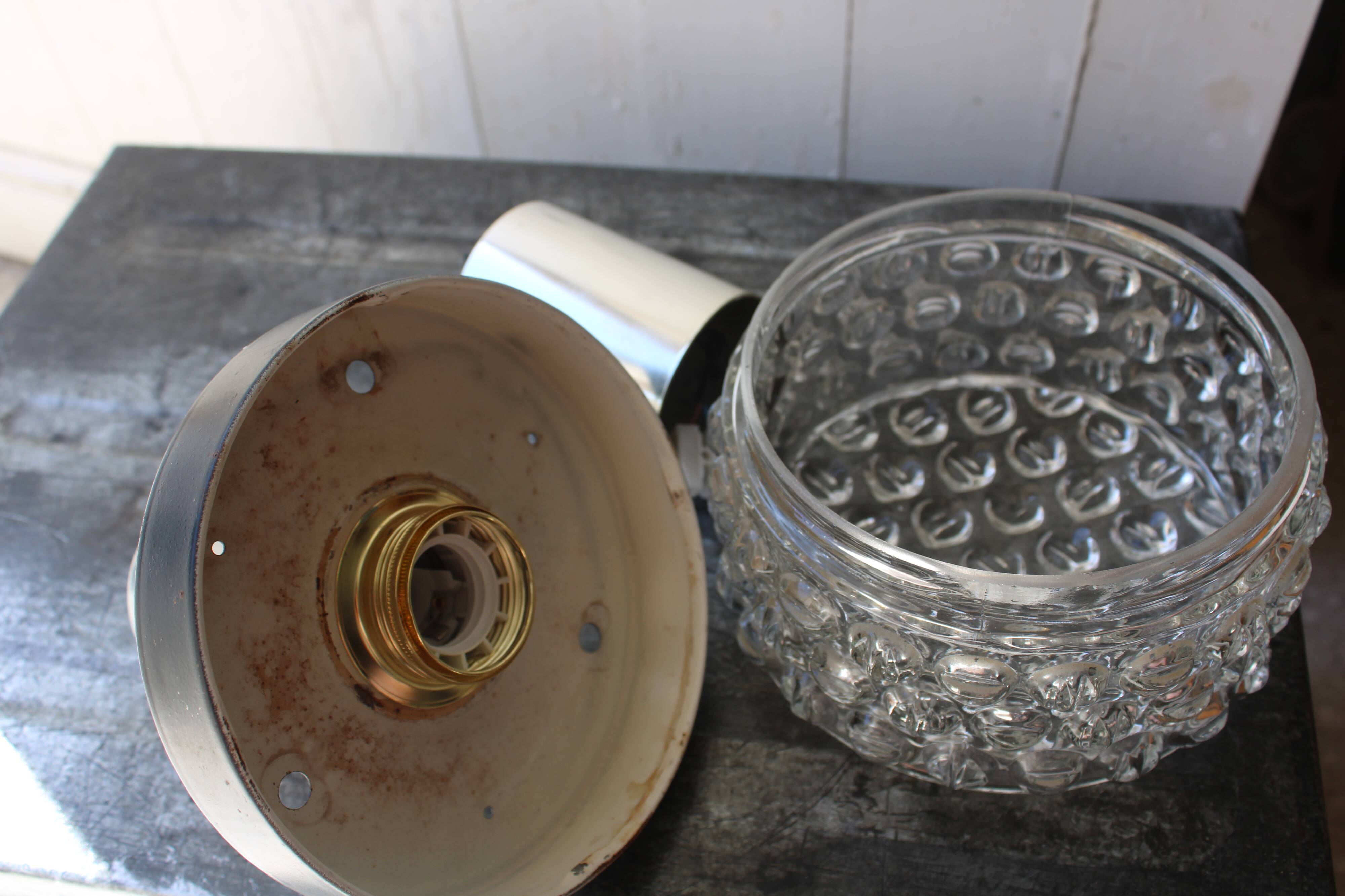 Vintage moulded glass hanging lamp