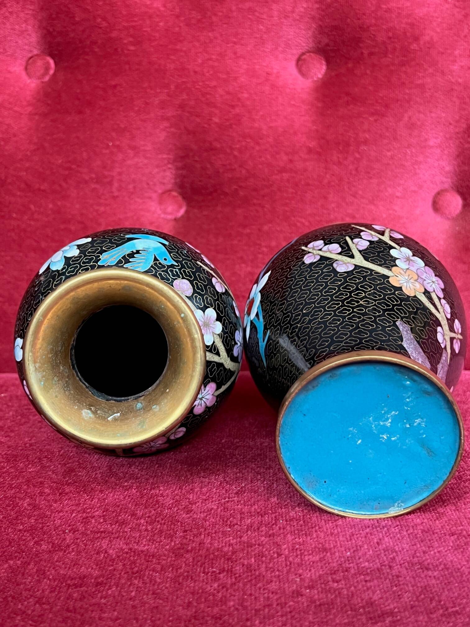 Pair of cloisonné vases.