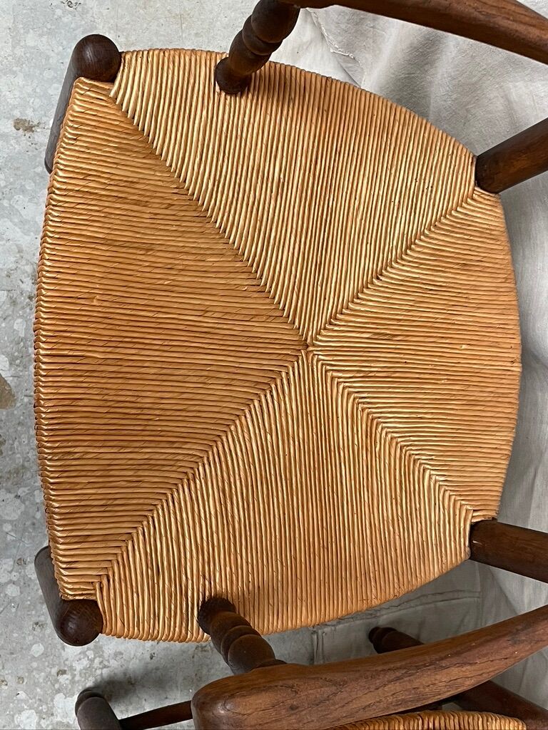 Pair of straw armchairs