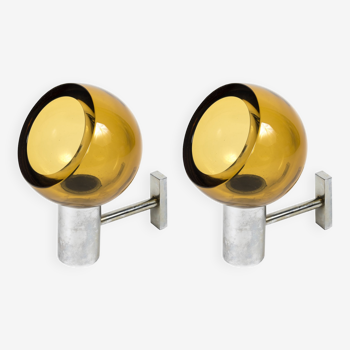 Wall lamps in chromed metal and glass by Archimède Séguso