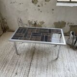 Table basse chrome et carrelage années 50
