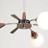 Mid-Century Modern Italian Chrome and Opaline Chandelier