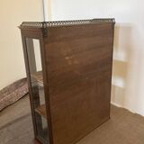 Old mahogany wood wall display case with brass gallery
