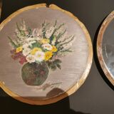 Pairs of flower frames on wood
