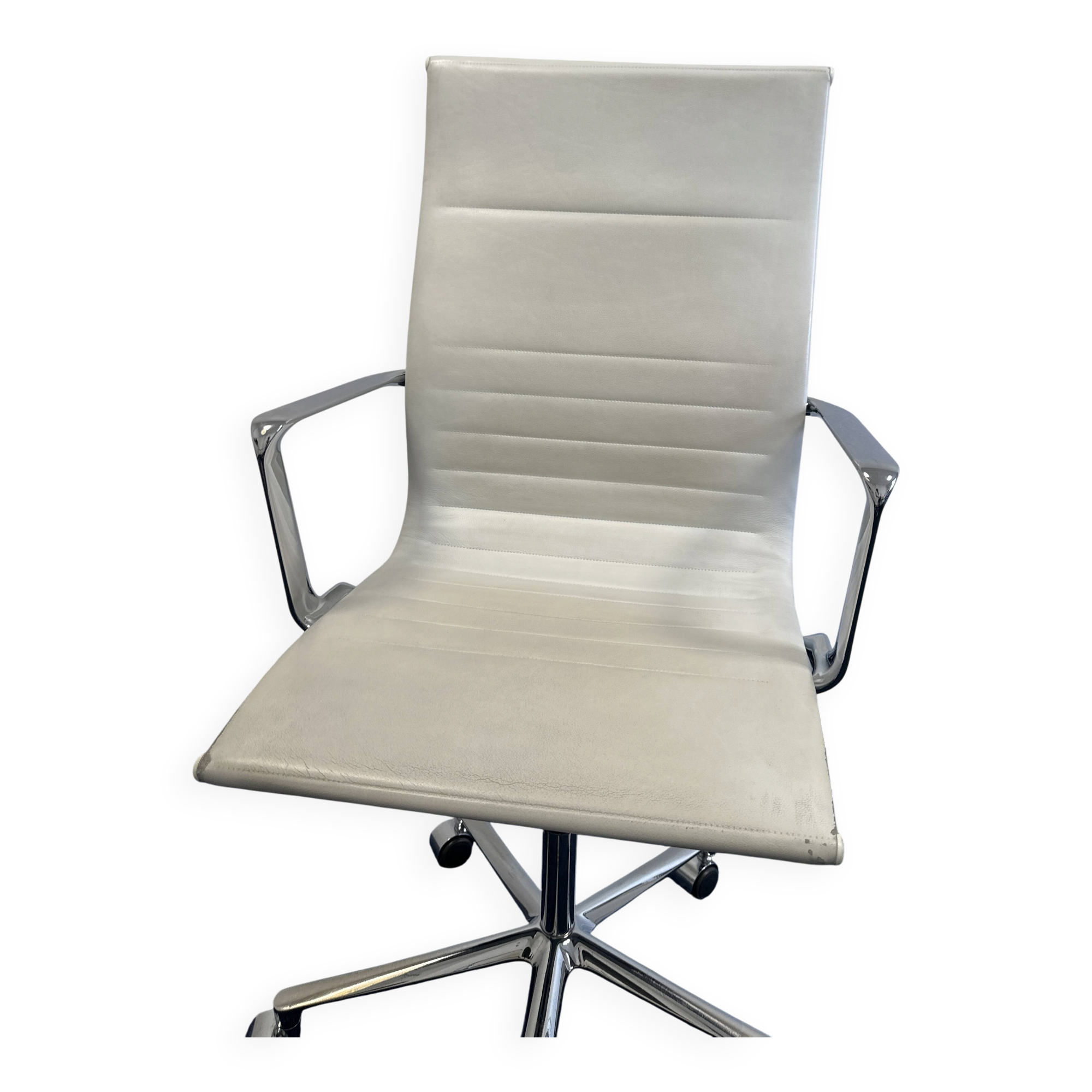 Vintage white leather ICF armchair