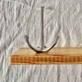 Vintage wooden coat rack - 4 cast aluminum hooks